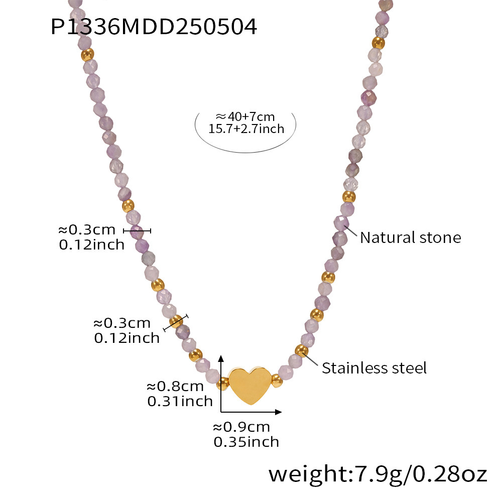 Collier De Perles Pour Femme, 1 Pièce, En Acier Inoxydable Imperméable, Couleur Or Image2