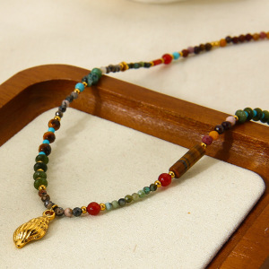 Collier De Perles Couleur Or En Pierres Naturelles, 1 Pièce h5 Image2