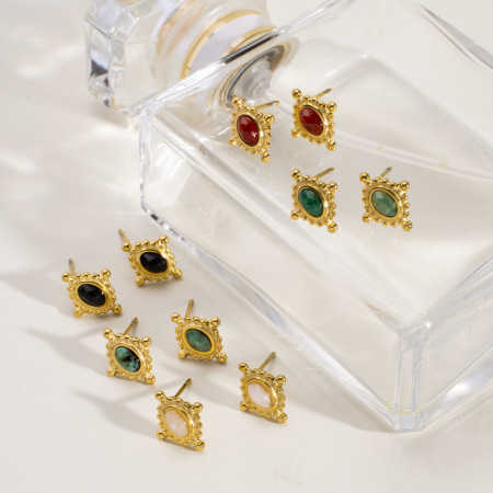 1 paire de boucles d'oreilles puces pour femme, simples et élégantes, de forme irrégulière, en acier inoxydable étanche. 2