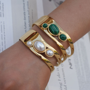 Bracelet Manchette Élégant Et Étanche En Acier Inoxydable Pour Femme (1 Pièce) h5 Image6