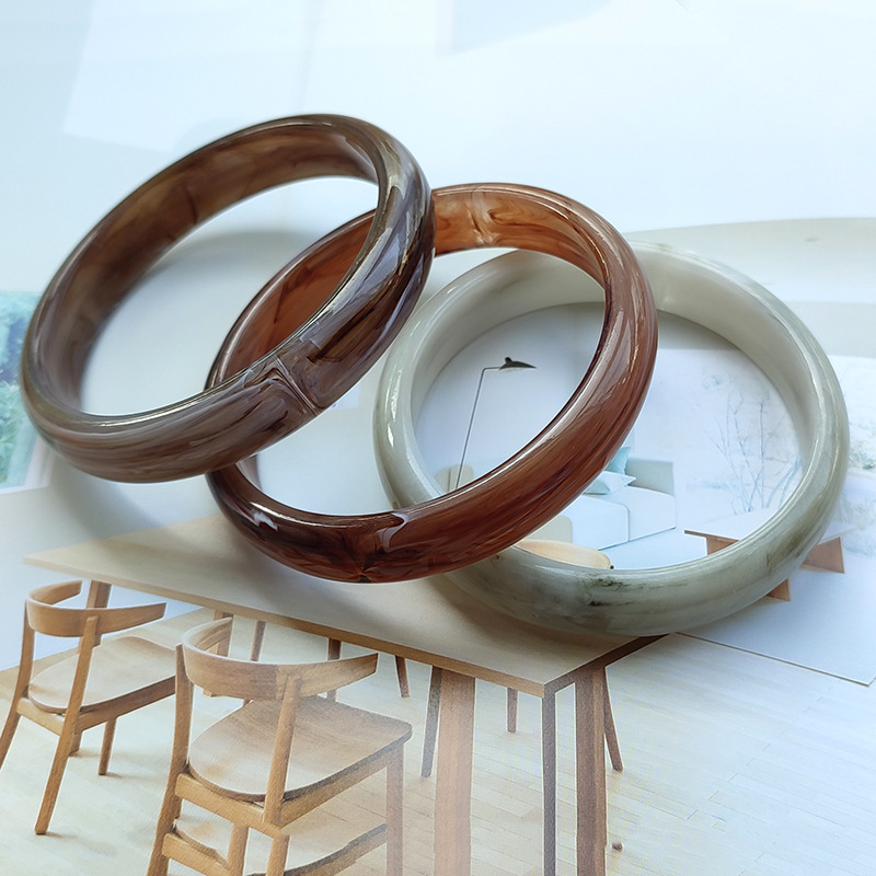 Bracelets Pour Femmes En Acrylique, Forme Irrégulière Rétro, Couleur Dégradée, Collection Simple Image3