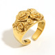 Bague ouverte grande et petite fleur - or Image2