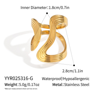 Bague Tendance En Acier Inoxydable Doré, Forme Irrégulière, Étanche, Collection Simple, Portée Au Quotidien. h5 