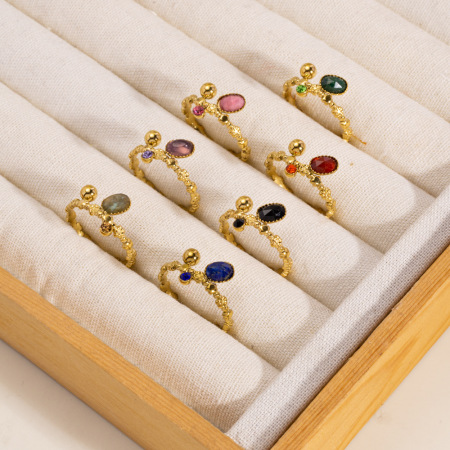 Bague Classique Pour Femme, En Acier Inoxydable Étanche, Avec Pierre Naturelle, Forme Irrégulière, À Porter Au Quotidien (1 Pièce).