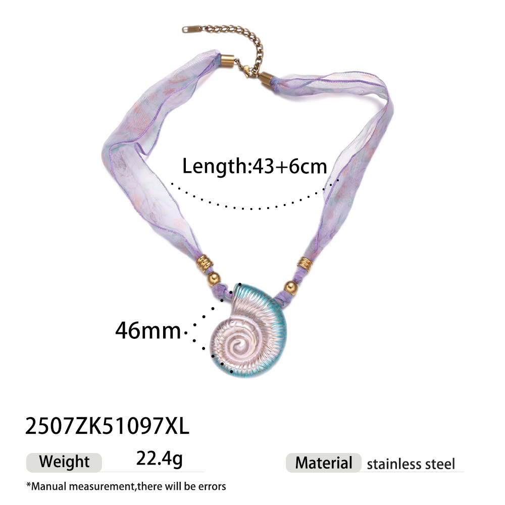Collier Pendentif Romantique En Acier Inoxydable Étanche, 1 Pièce, En Forme De Coquillage 