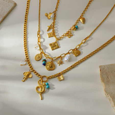 Collier pendentif étanche en acier inoxydable couleur or (1 pièce)