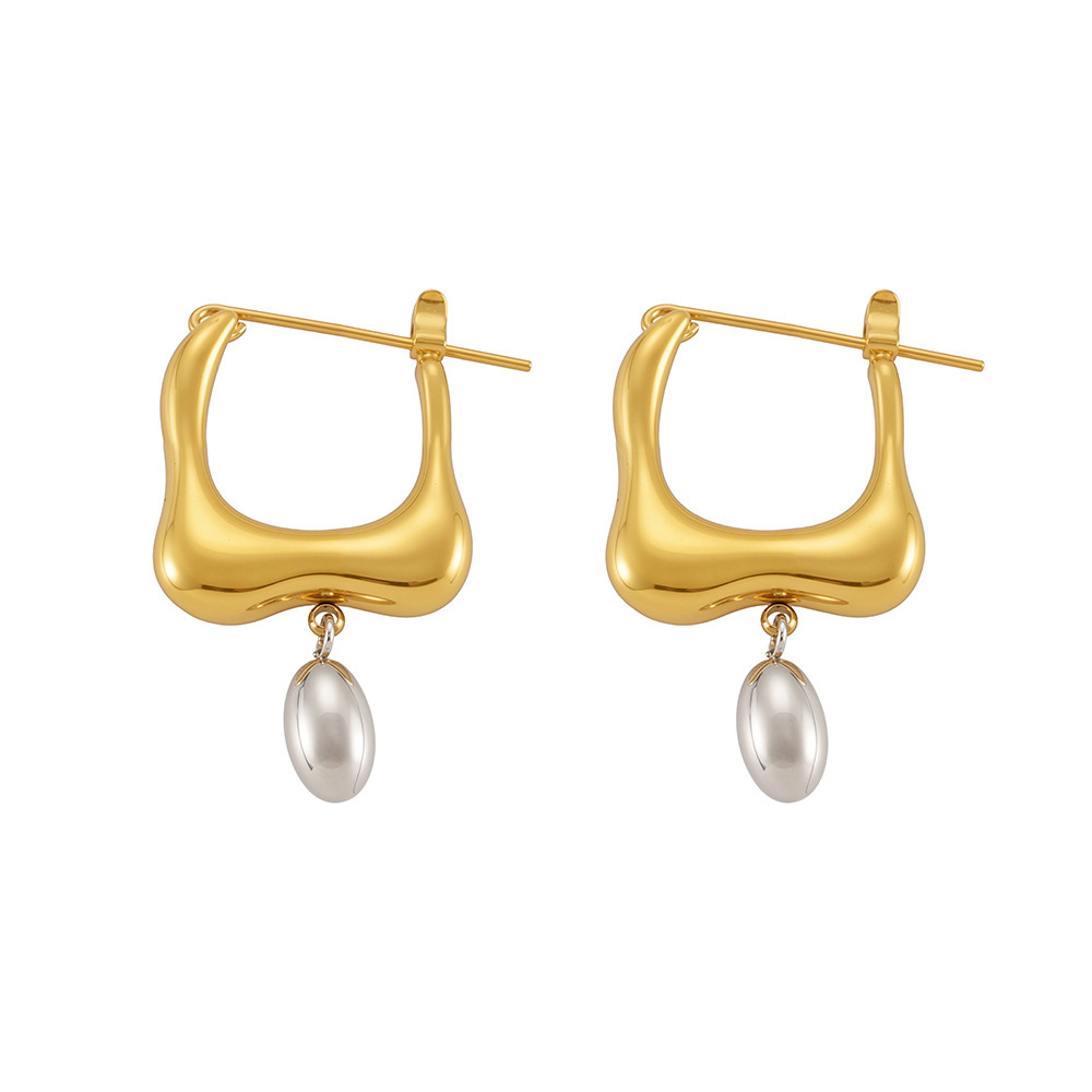Boucles D'Oreilles Pendantes Pour Femme, En Acier Inoxydable Doré, Imperméables, De Forme Irrégulière (1 Paire).