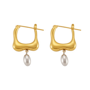 Boucles D'Oreilles Pendantes Pour Femme, En Acier Inoxydable Doré, Imperméables, De Forme Irrégulière (1 Paire). h5