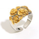 Bague ouverte à grande et petite fleur - deux couleurs 