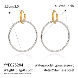 1 Paire De Boucles D'Oreilles Pendantes Rondes En Acier Inoxydable Étanche, De Couleurs Assorties h5 
