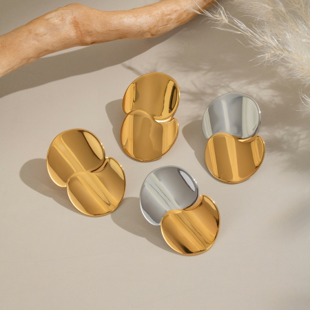 1 paire de boucles d'oreilles puces simples et élégantes pour femme, en acier inoxydable imperméable, de forme irrégulière. 2