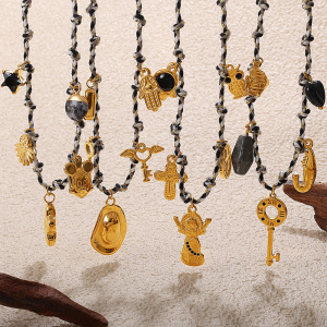 Ensemble De Collier Pendentif Diy En Acier Inoxydable Étanche Couleur Or h5 Image3