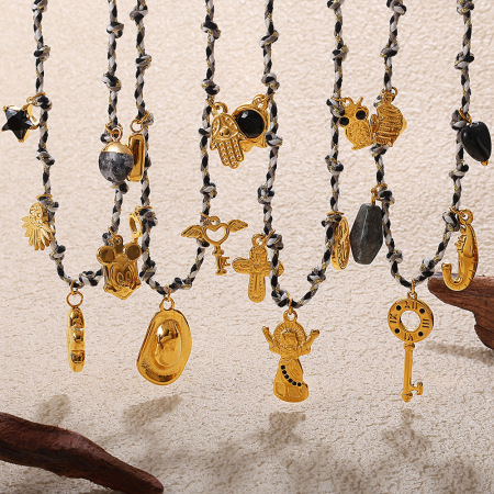 Ensemble de collier pendentif DIY en acier inoxydable étanche couleur or 2