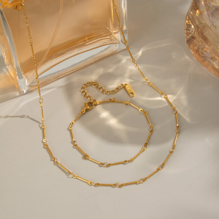 Ensemble collier et chaîne en acier inoxydable étanche couleur or 2