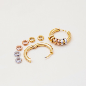 1 Paire De Boucles D'Oreilles Créoles Annulaires Modernes En Acier Inoxydable Étanche Couleur Or Pour Femme h5 Image6