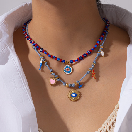 Collier élégant en perles œil du diable pour femme, couleur or, pierres naturelles