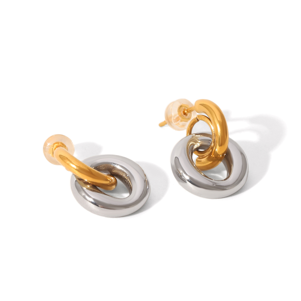 Boucles D'Oreilles Pendantes Pour Femme, Style Géométrique Simple, En Acier Inoxydable Étanche (1 Paire)