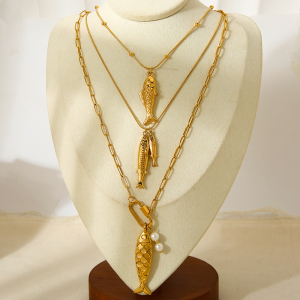 Collier Pendentif Tortue/Poisson En Acier Inoxydable Étanche Couleur Or (1 Pièce) h5 Image5