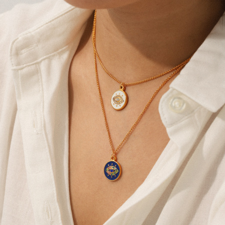 Collier pendentif œil de diable en acier inoxydable étanche pour femme (1 pièce)