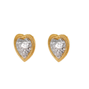 1 Paire De Boucles D'Oreilles Puces Pour Femme, En Acier Inoxydable, Motif Cœur Simple, Étanches, De La Collection Simple Series h5 Image4
