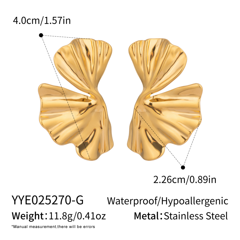 Boucles D'Oreilles Puces Pour Femme, Collection Romantique, Style Décontracté, Motif Floral, En Acier Inoxydable, Étanches, Couleur Or (1 Paire).