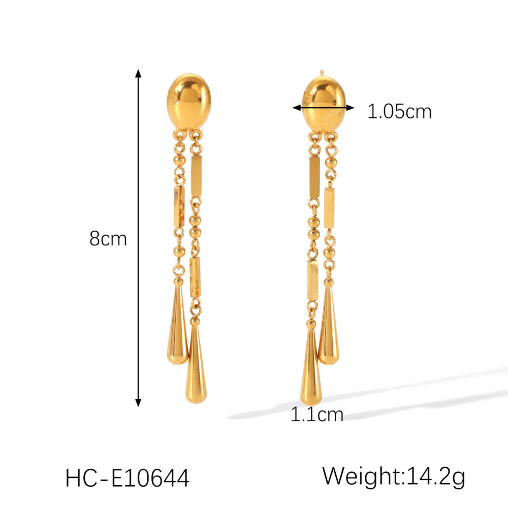 Boucles D'Oreilles Pendantes Pour Femme, En Acier Inoxydable Imperméable, Avec Pompon Simple (1 Paire). h5Image2