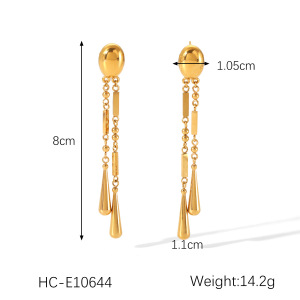 Boucles D'Oreilles Pendantes Pour Femme, En Acier Inoxydable Imperméable, Avec Pompon Simple (1 Paire). h5 Image2