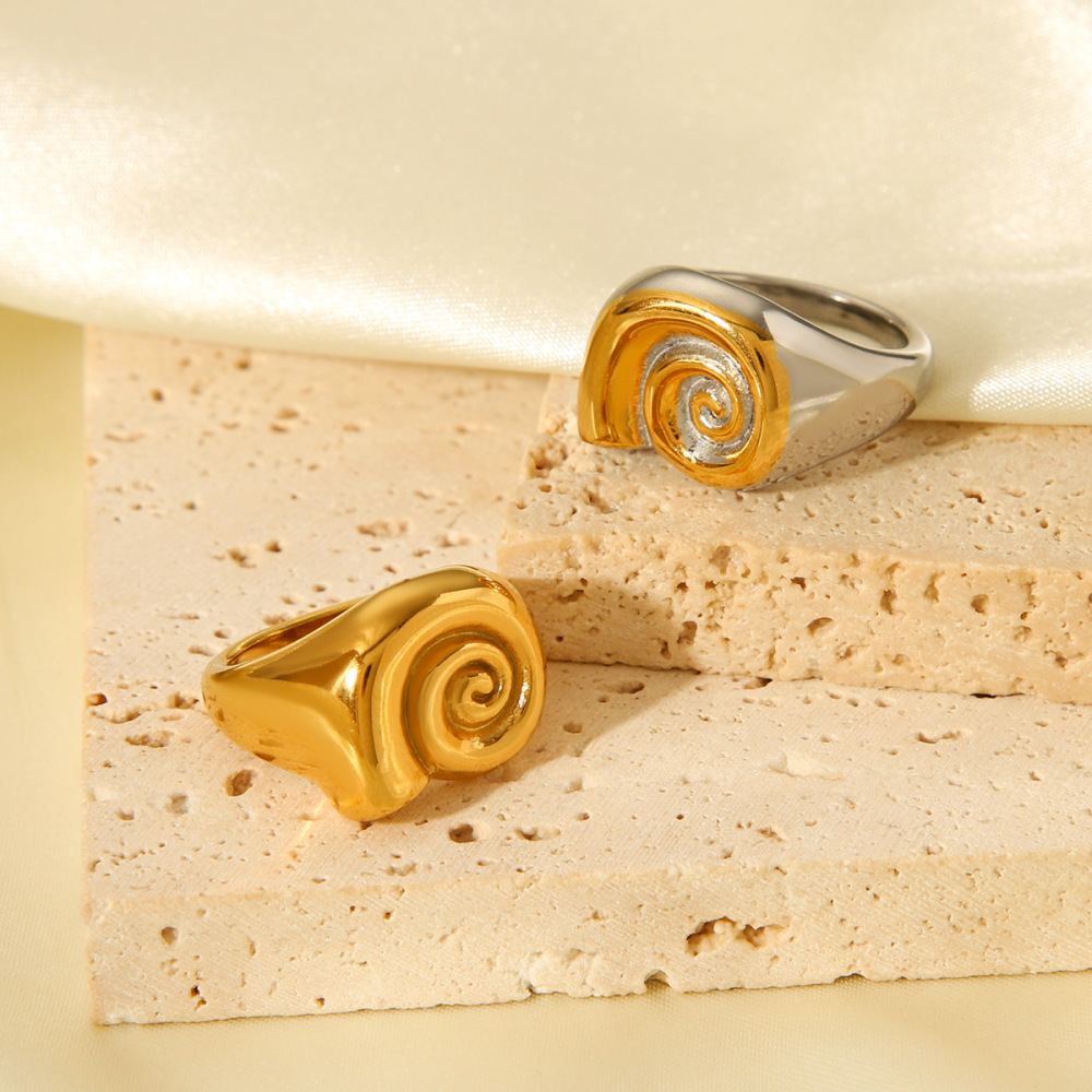 Bague Chevalière Daily Lines En Acier Inoxydable Étanche Couleur Or (1 Pièce) Image6