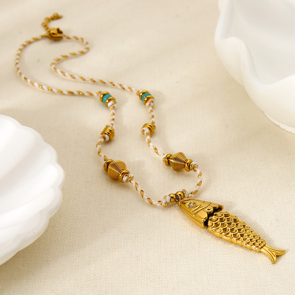 Collier Pendentif Étanche En Acier Inoxydable En Forme De Poisson (1 Pièce) Image3