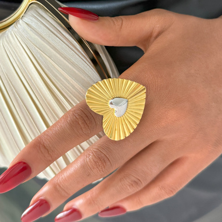 Bague romantique simple en forme de cœur, en acier inoxydable, étanche (1 pièce)
