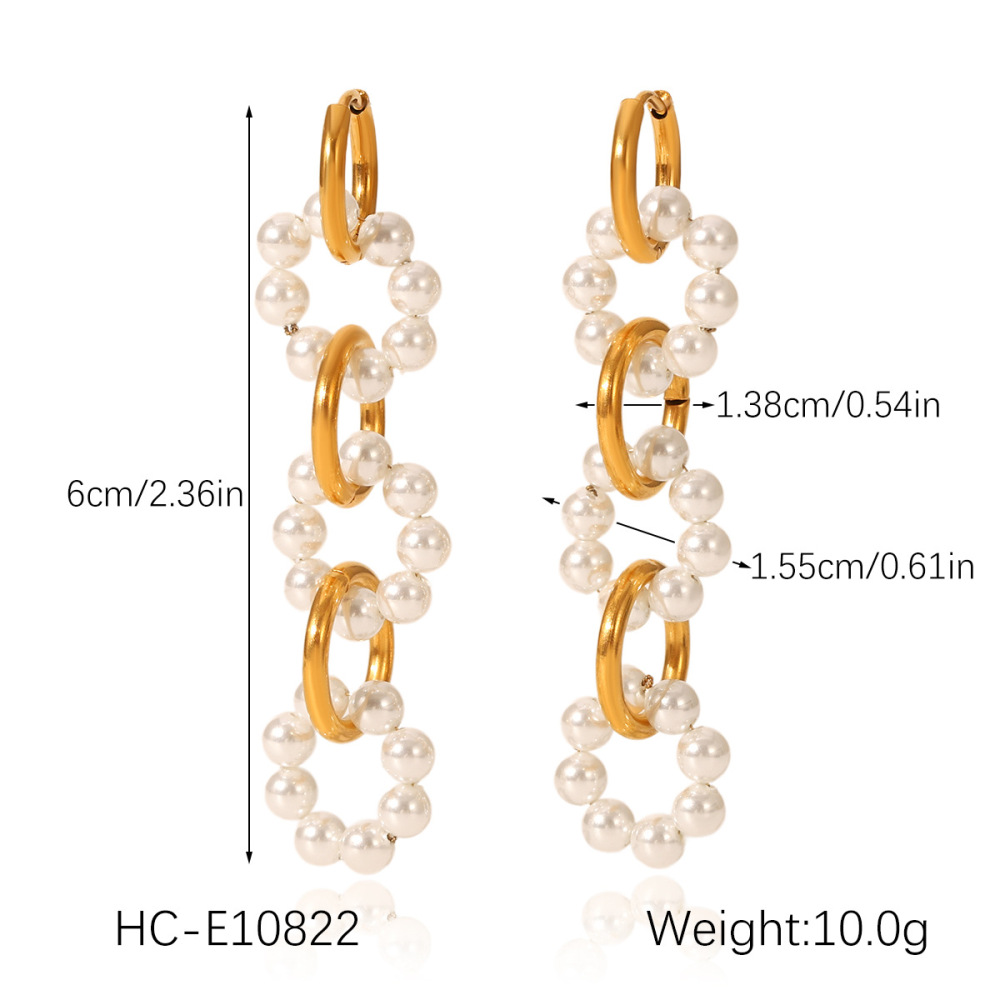 Boucles D'Oreilles Perles Pour Femme, Collection Daily Circle, En Acier Inoxydable Étanche (1 Paire) Image2