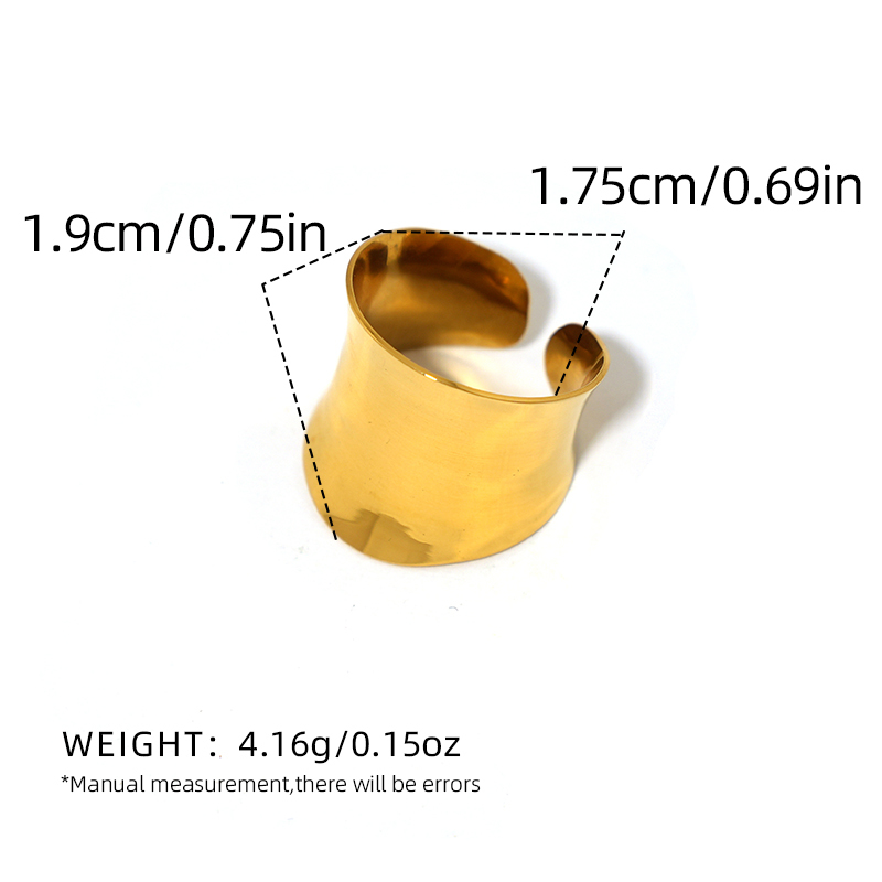Bague Minimaliste En Acier Inoxydable Doré, De Forme Irrégulière Et Étanche (1 Pièce).