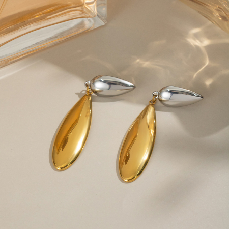 Boucles d'oreilles pendantes simples et décontractées en acier inoxydable étanche pour femme (1 paire) 2