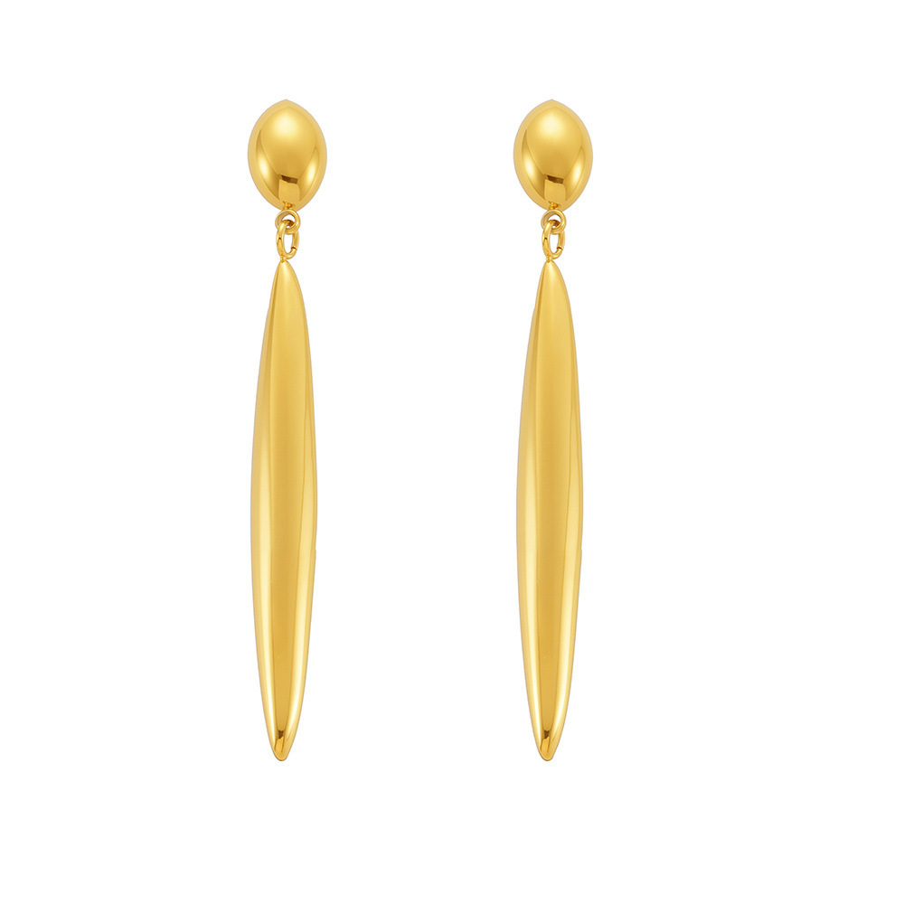 Boucles D'Oreilles Pendantes Modernes Pour Femmes, En Acier Inoxydable Doré, Imperméables, De Forme Irrégulière (1 Paire). 