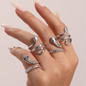Bague Classique Serpent En Acier Inoxydable Étanche Couleur Or (1 Pièce) h5 Image5