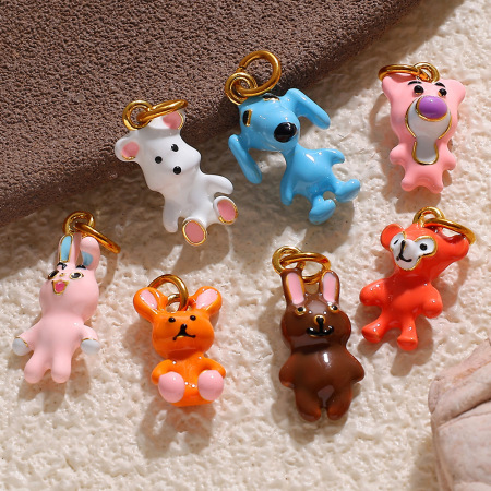 Pendentif DIY en acier inoxydable étanche, motif animal mignon (1 pièce) 2