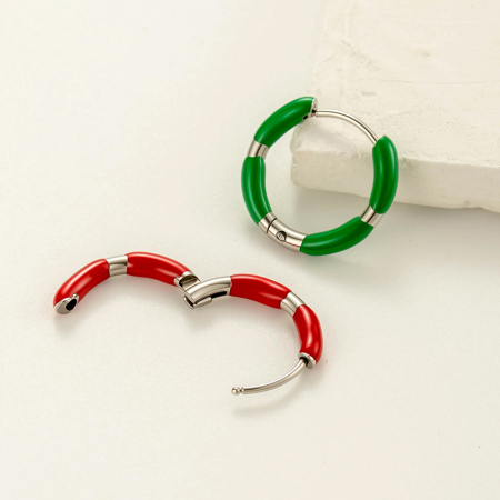 Boucles d'oreilles créoles colorées en acier inoxydable étanche pour femme (1 pièce) 2