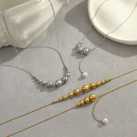 Collier pendentif géométrique en acier inoxydable étanche couleur or (1 pièce) 2