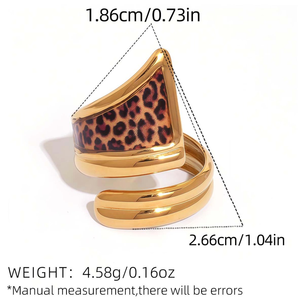 Bague Tendance Simple Et Décontractée En Acier Inoxydable Imperméable À Imprimé Léopard (1 Pièce) Image2