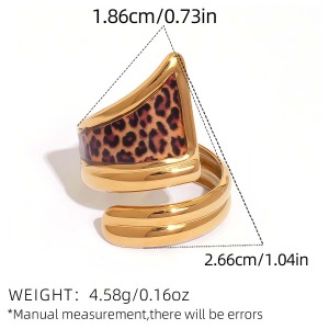 Bague Tendance Simple Et Décontractée En Acier Inoxydable Imperméable À Imprimé Léopard (1 Pièce) h5 Image2