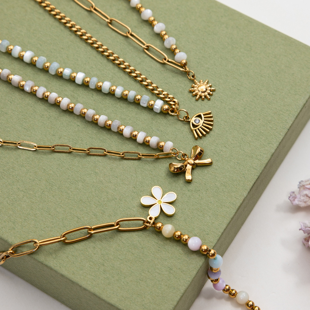 Bracelet À Breloques Pour Femme, En Acier Inoxydable Doré, Orné D'Une Fleur Délicate (1 Pièce). Image7