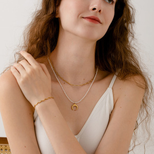 Ensemble De Colliers En Acier Inoxydable De Forme Irrégulière, Étanches Et De Couleur Dorée h5 Image2