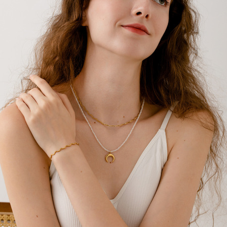 Ensemble de colliers en acier inoxydable de forme irrégulière, étanches et de couleur dorée 2