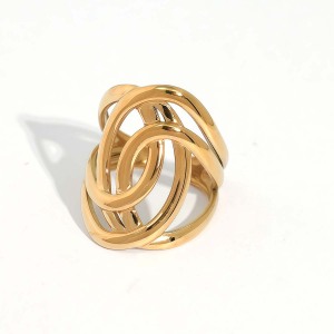 Bague Simple Et Décontractée En Acier Inoxydable De Forme Irrégulière, Couleur Or h5 