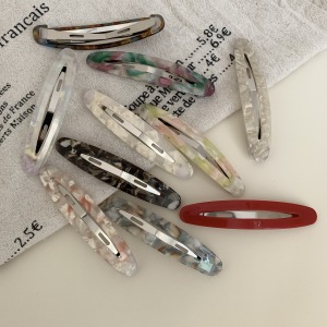 1 Paire De Pinces À Cheveux Rétro En Acétate De Couleurs Mélangées Pour Femmes, Série Simple h5 Image2