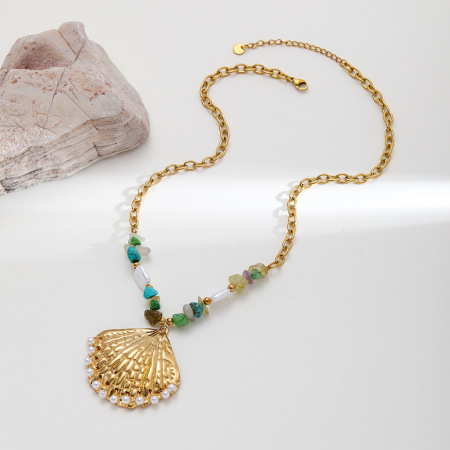 Collier pendentif tortue de vacances pour femme, en acier inoxydable étanche, couleur or (1 pièce) 2