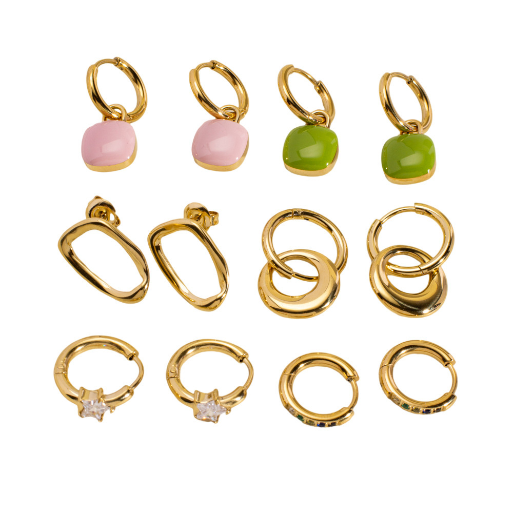 1 Paire De Boucles D'Oreilles Créoles Élégantes Et Imperméables En Acier Inoxydable Uni De La Collection Simple Series Pour Femmes Image5
