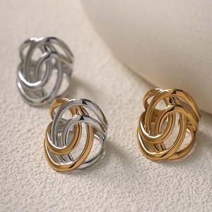 Bague Simple Et Décontractée En Acier Inoxydable De Forme Irrégulière, Couleur Or h5 Image3