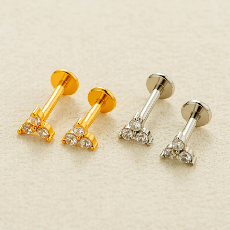 Boucle d'oreille piercing en acier inoxydable étanche couleur or avec zircon (1 pièce)