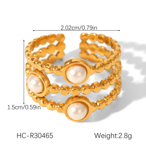 Bague En Acier Inoxydable Imperméable Avec Perles Et Perles (1 Pièce) h5 Image2